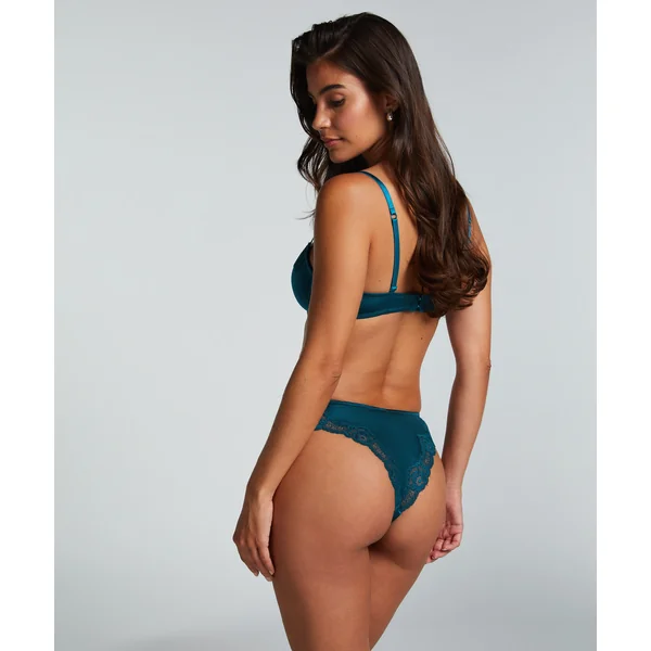 Slip brésilien Lace & Shine - Bleu