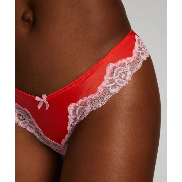 Slip brésilien Lace & Shine - Rouge
