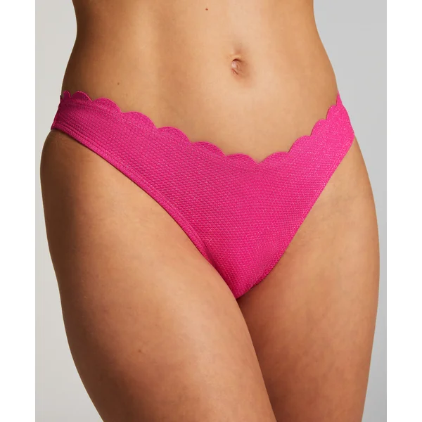 Slip de Bikini Échancrés Lurex Scallop - Rose