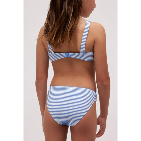 Slip fille bleu rayé imprimé texture détail fleur