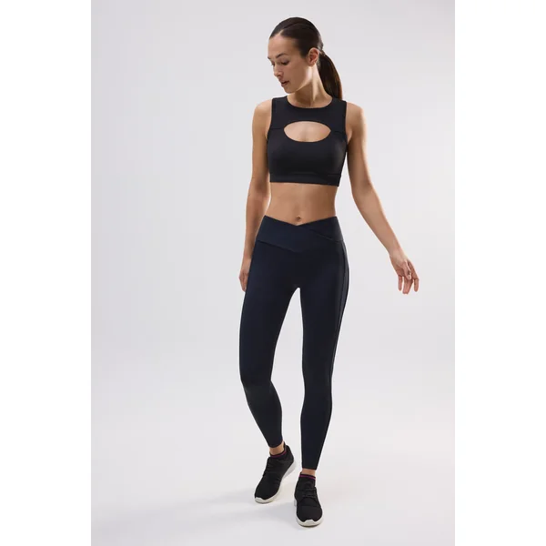 Soutien-gorge de sport avec détails ajourés, maintien moyen, noir
