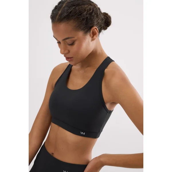 Soutien-gorge de sport color block en coton noir