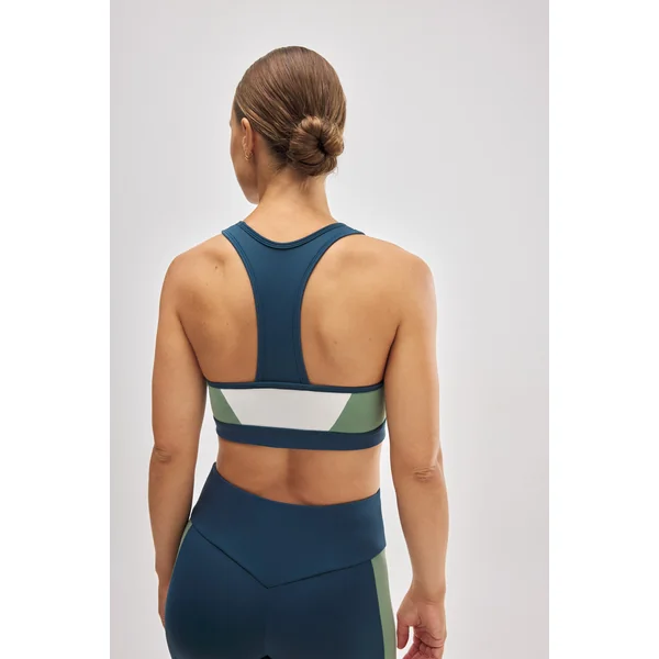 Soutien-gorge de sport colorblock bleu avec rembourrage amovible