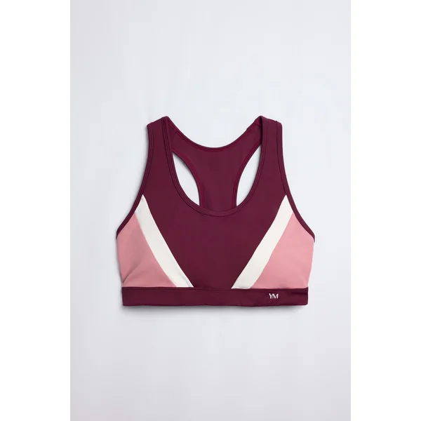 Soutien-gorge de sport colorblock bordeaux avec rembourrage amovible