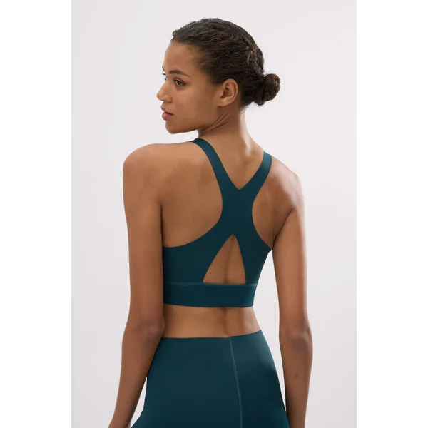 Soutien-gorge de sport compressif avec découpes vert bouteille