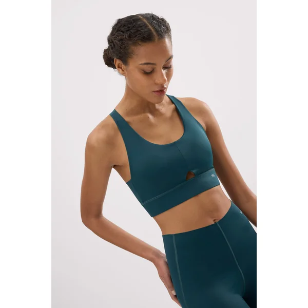 Soutien-gorge de sport compressif avec découpes vert bouteille