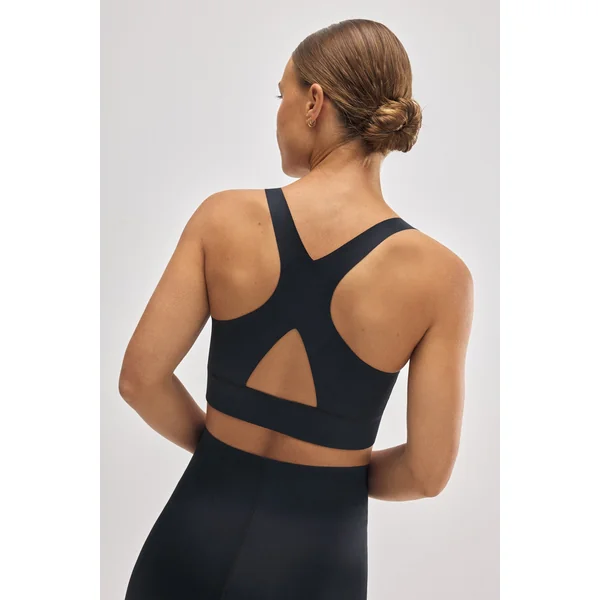 Soutien-gorge de sport compressif détail ouverture maintien moyen noir