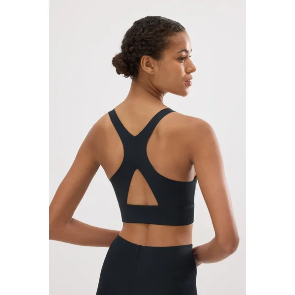 Soutien-gorge de sport compressif détail ouverture maintien moyen noir