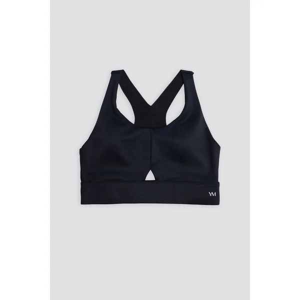 Soutien-gorge de sport compressif détail ouverture maintien moyen noir