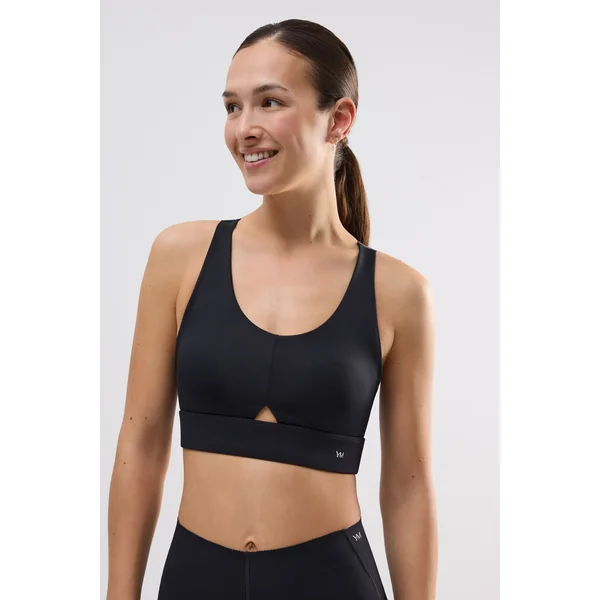 Soutien-gorge de sport compressif détail ouverture maintien moyen noir
