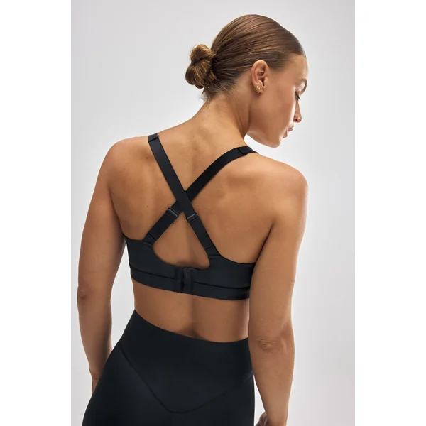 Soutien-gorge de sport compressif à fort impact avec bretelles réglables en noir