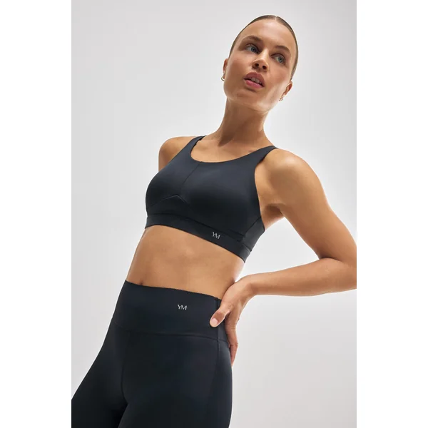 Soutien-gorge de sport compressif à fort impact avec bretelles réglables en noir