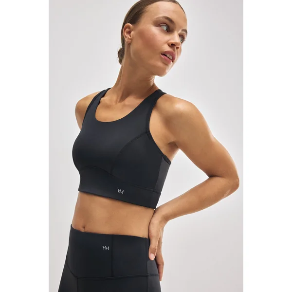 Soutien-gorge de sport noir à dos nageur