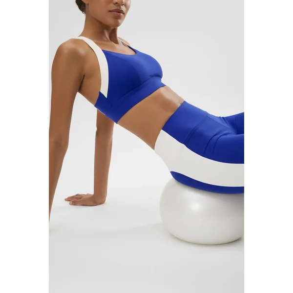 Soutien-gorge de sport à armatures réglables blanc et bleu électrique