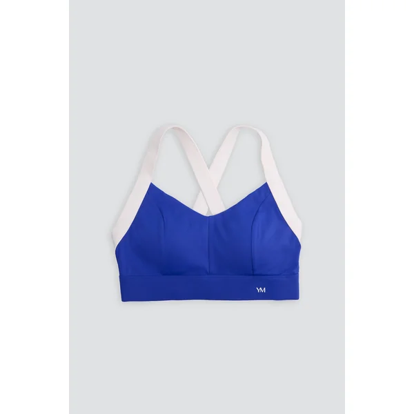 Soutien-gorge de sport à armatures réglables blanc et bleu électrique
