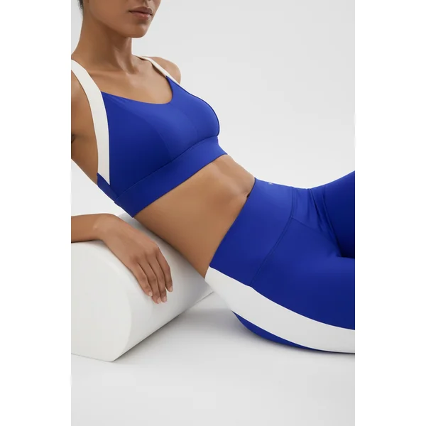 Soutien-gorge de sport à armatures réglables blanc et bleu électrique