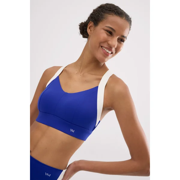 Soutien-gorge de sport à armatures réglables blanc et bleu électrique