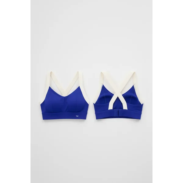 Soutien-gorge de sport à armatures réglables blanc et bleu électrique