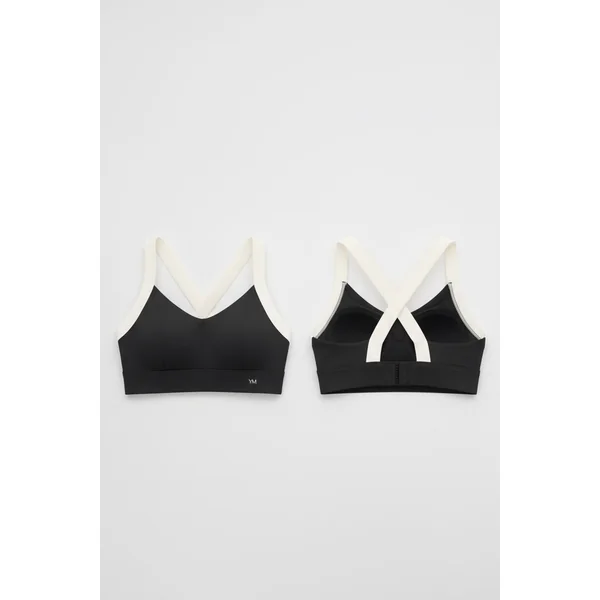 Soutien-gorge de sport à armatures réglables noir et blanc