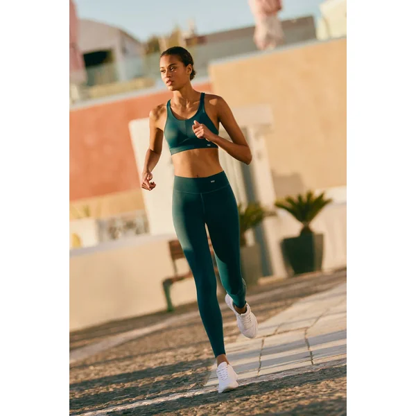 Soutien-gorge de sport à compression haute tenue avec bretelles réglables, vert bouteille
