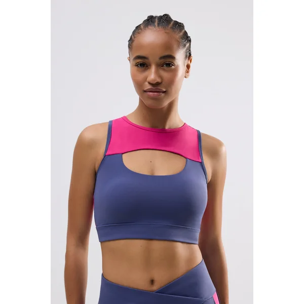 Soutien-gorge de sport à découpes color block, maintien moyen