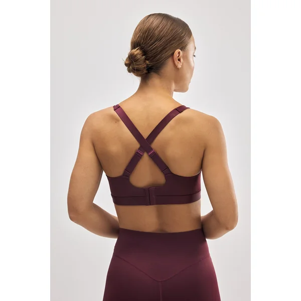 Soutien-gorge de sport à maintien élevé avec bretelles bordeaux réglables