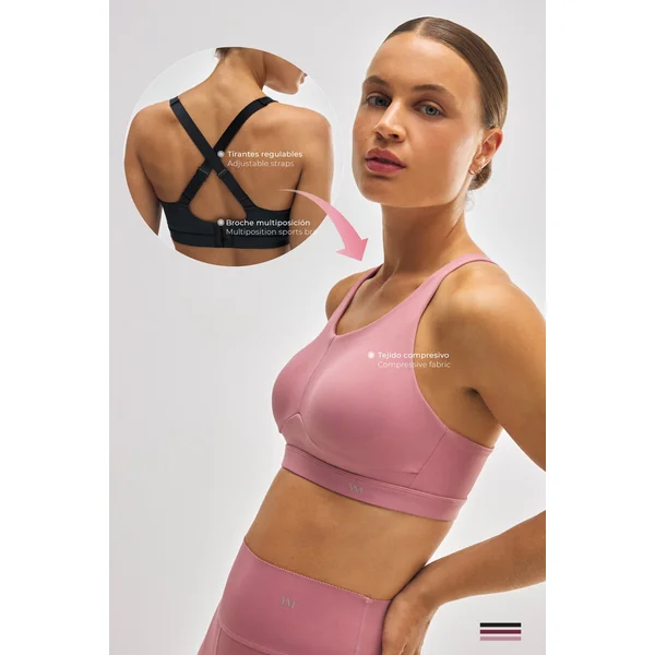 Soutien-gorge de sport à maintien élevé avec bretelles bordeaux réglables