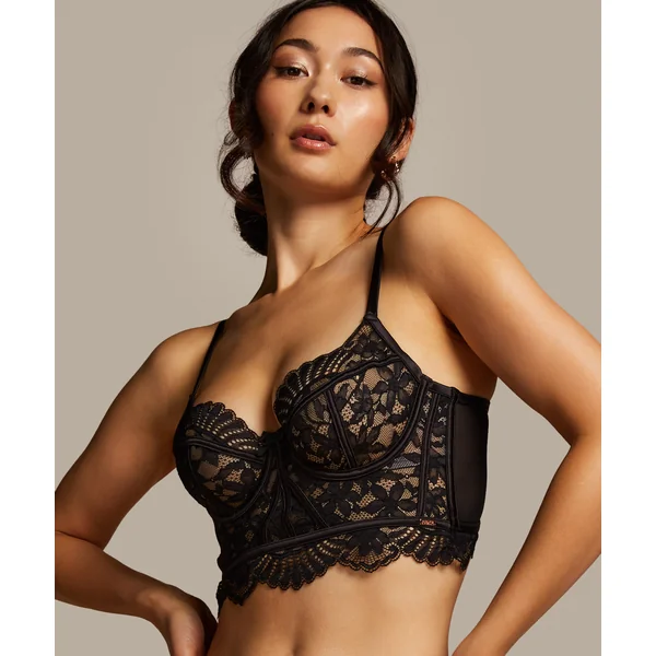 Soutien-gorge non-rembourré à armatures préformé longline Jamie - Noir