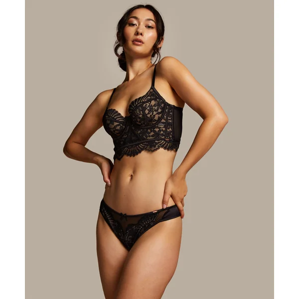 Soutien-gorge non-rembourré à armatures préformé longline Jamie - Noir