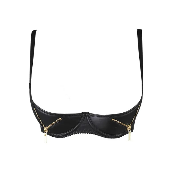 Soutien-gorge ouvert zippé noir V-9871