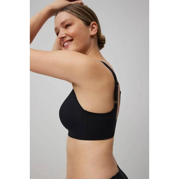 Soutien-gorge push-up léger noir à larges bretelles sans armatures