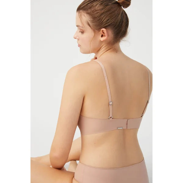 Soutien-gorge push-up rembourré sans armatures, couleur chair, sans couture