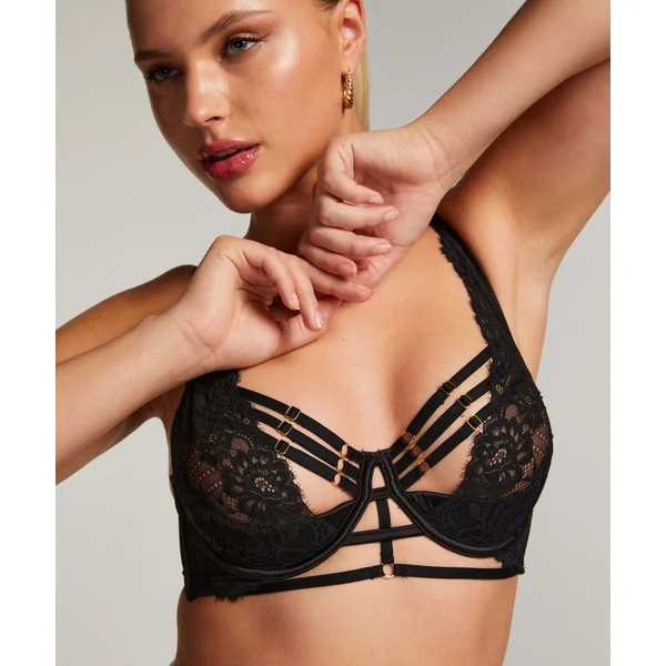 Soutien-gorge rembourré demi-bonnet à armatures longline Iggy - Noir