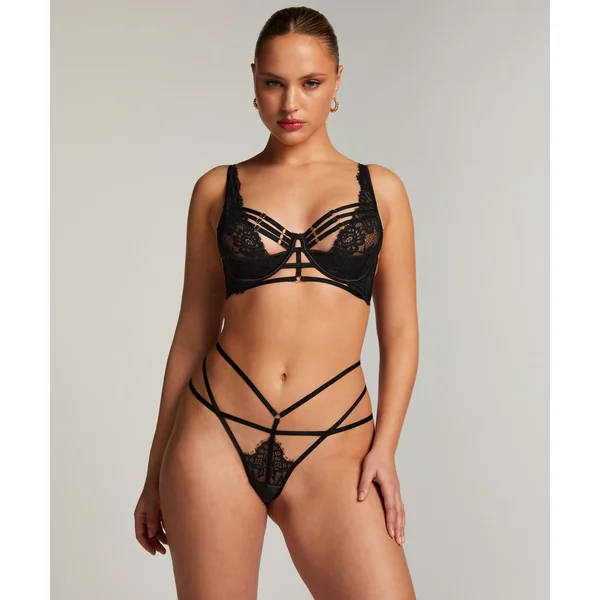 Soutien-gorge rembourré demi-bonnet à armatures longline Iggy - Noir