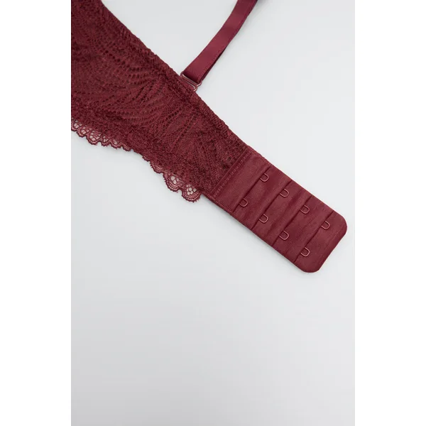 Soutien-gorge rembourré sans armatures en dentelle grenat, bonnet B