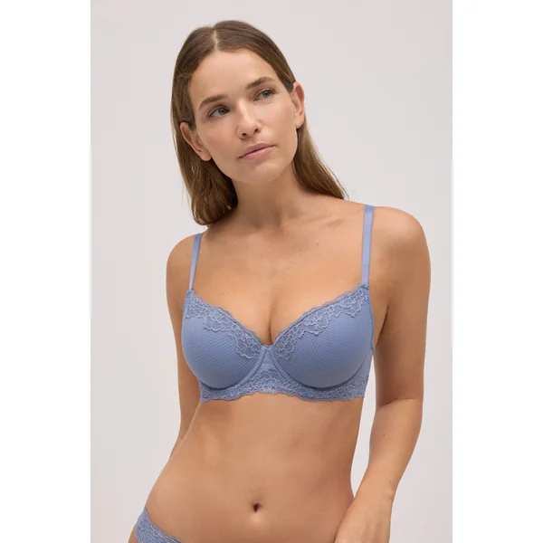 Soutien-gorge rembourré à armatures avec dentelle bleue, bonnets B et C
