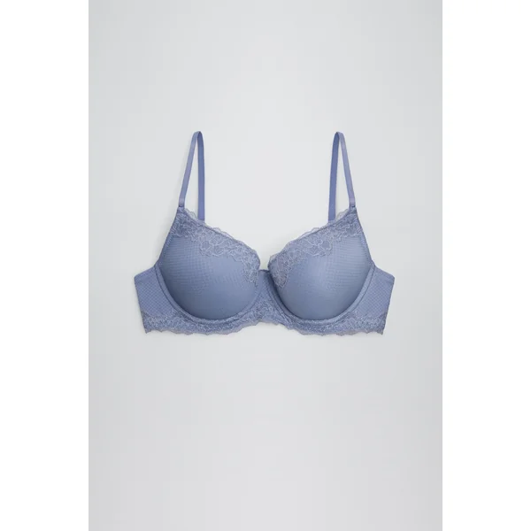 Soutien-gorge rembourré à armatures avec dentelle bleue, bonnets B et C