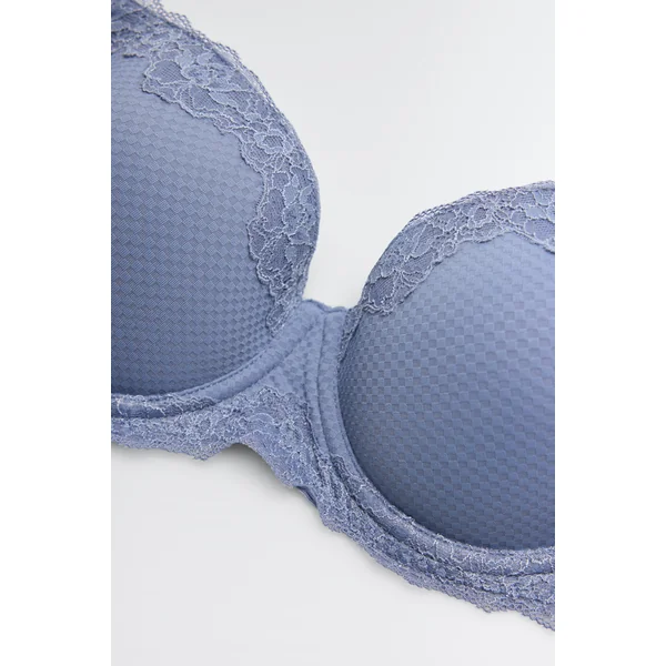 Soutien-gorge rembourré à armatures avec dentelle bleue, bonnets B et C