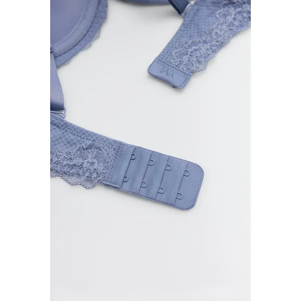 Soutien-gorge rembourré à armatures avec dentelle bleue, bonnets B et C