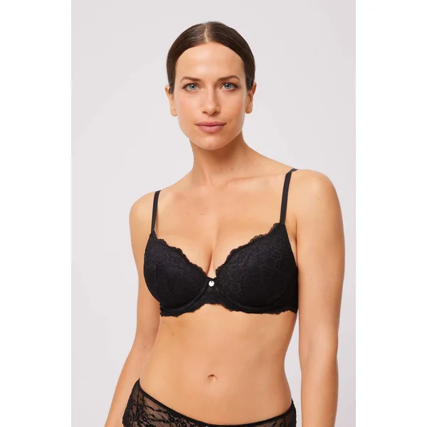 Soutien-gorge rembourré à armatures en dentelle noire