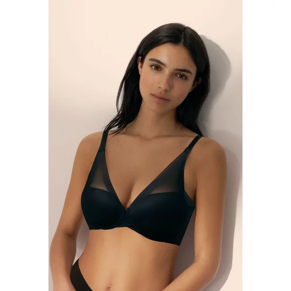 Soutien-gorge rembourré à armatures en tulle noir