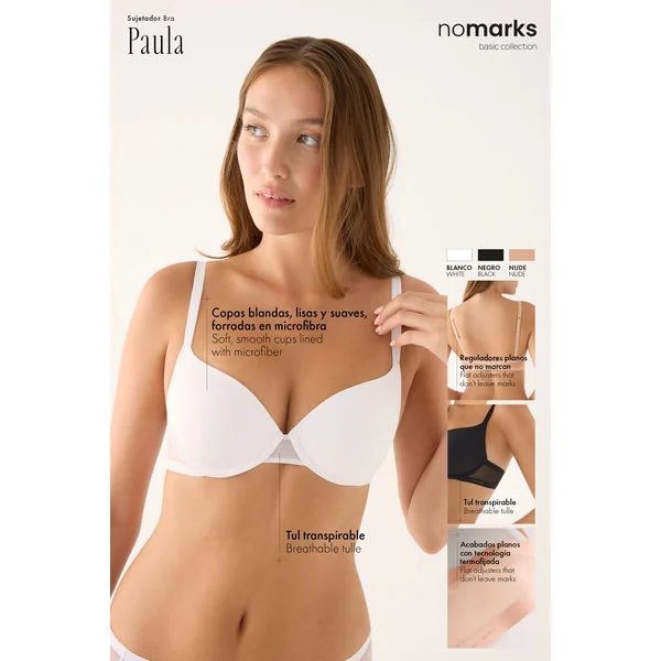 Soutien-gorge rembourré à armatures Paula noir de Nomarks