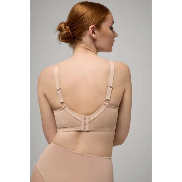 Soutien-gorge réducteur sans armatures et non rembourré en dentelle nude