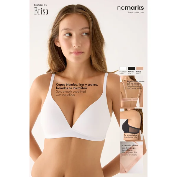 Soutien-gorge sans armatures, rembourré et blanc Brisa de Nomarks