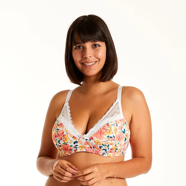 Soutien-gorge souple grand maintien blanc/orange Elena