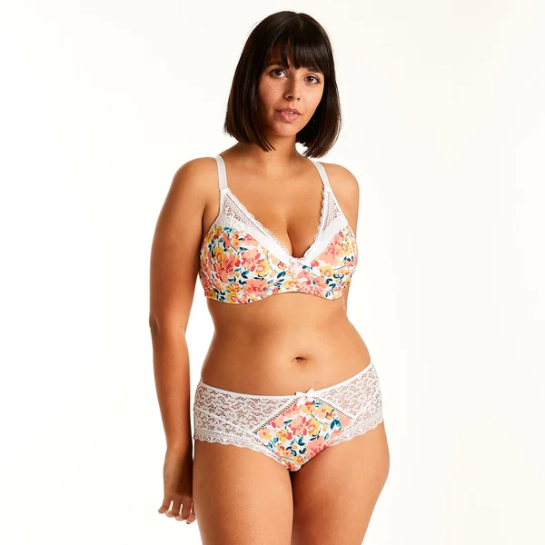 Soutien-gorge souple grand maintien blanc/orange Elena
