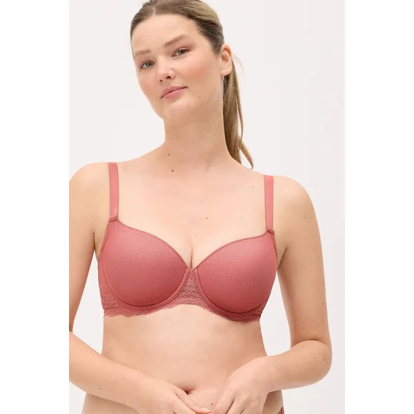 Soutien-gorge à armatures couvrant avec rembourrage en plumes roses