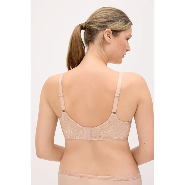 Soutien-gorge à armatures couvrant sans rembourrage, détails en dentelle couleur chair
