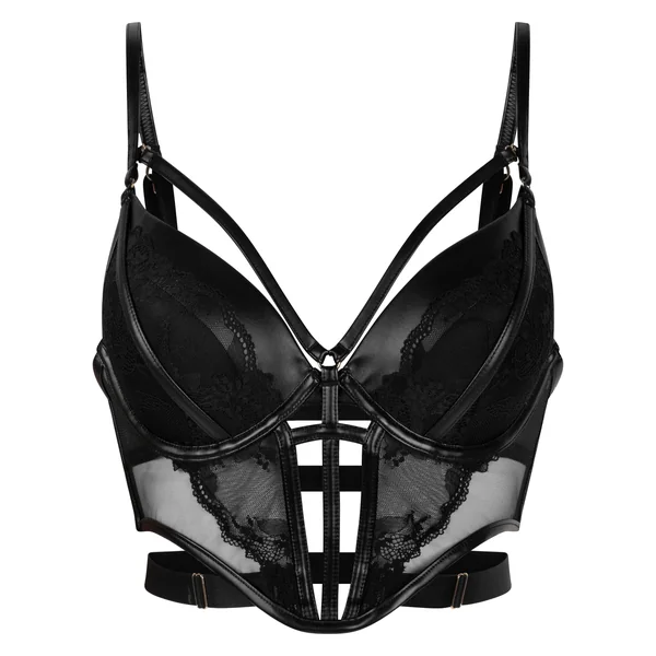 Soutien-gorge à armatures longline push-up préformé Nadia - Noir