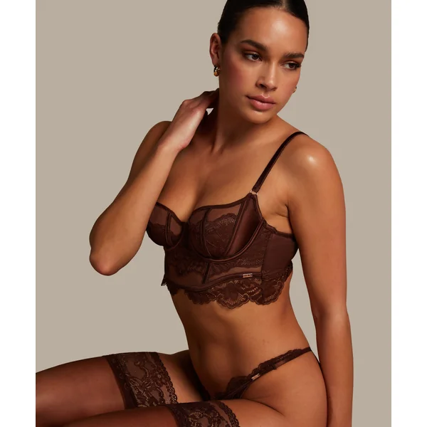 Soutien-gorge à armatures non préformé longline Indigo - Marron
